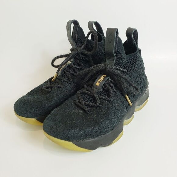 Nike CLEARANCE  Lebron 15 GS Black Sneakers 7Y or Wms 8.5 - Picture 2 of 10